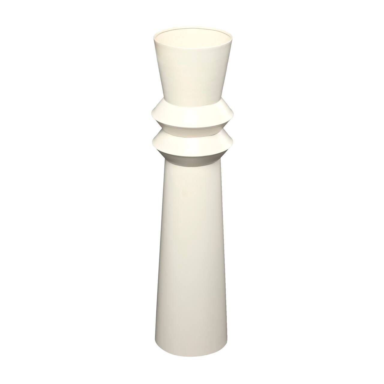 2.5ft. Cream Metal Tall Art Deco Fluted Floor Vase